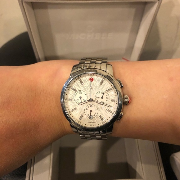 Michele – Uptown Diamond Dial Chronograph Watch Case & Bracelet, 39mm - Picture 3 of 5